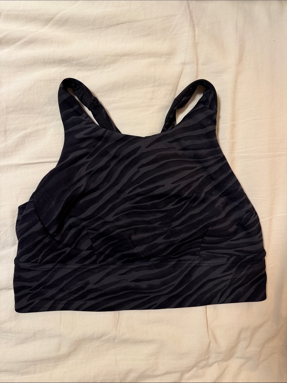Lululemon Women's Black Zebra-Print High Neck Sports Bra